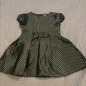 Jacadi Black and Silver Fit and Flare Dress with Cap Sleeves